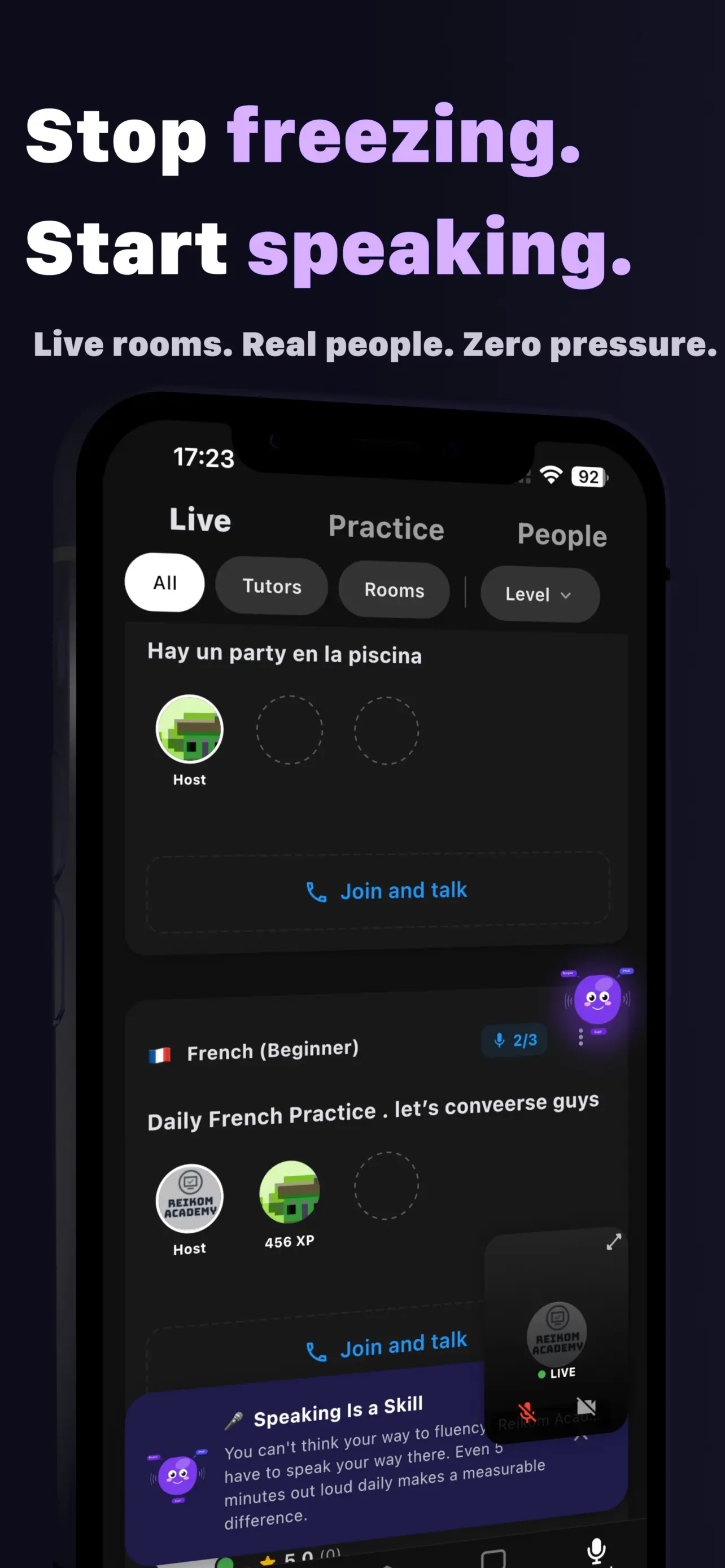 Fluly speaking practice feature